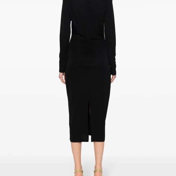 Diane von Furstenberg DVF Black Jersey Dress Midi Long Sleeve Size Medium NWT - Picture 3 of 16